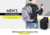 Backpack - Large Capacity Travel Backpack With USB Charge Port Earphone Hole