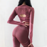 Woman Wearing Seamless Yoga Power Set Red