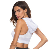 Sport Bras - Push Up Sports Bra With Hoodie White Pampas Fox Fitness
