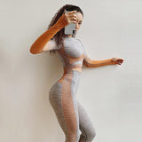 Sport Suit - Athletic Fitness Suit (Crop Top+Leggings)