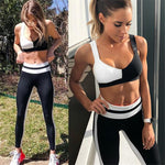 Sport Suit - Black And White Fitness Suit Top + Leggings