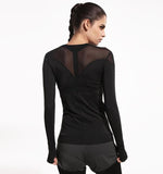 T-Shirt For Her - Black Patchwork Sports T-Shirt.