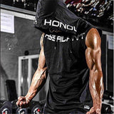 Tank Tops For Him - Cotton Bodybuilding Tank Top Hoodie