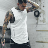 Tank Tops For Him - Zipper Gym Cotton Vest