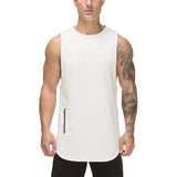 Tank Tops For Him - Zipper Gym Cotton Vest
