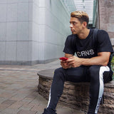 Trousers For Him - Gym Fitness White Stripe Joggers