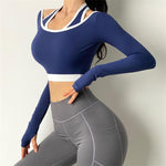 Fake Two Layer Sports Top Blue