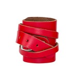 Leather Weightlifting Wristbands (1 Pair) Red