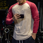 Patchwork Curved Hem Bodybuilding T-shirt