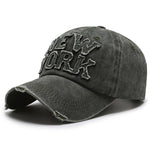 New York Washed Distressed Cotton Baseball Cap Army Green