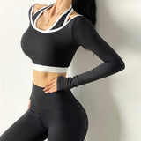 Fake Two Layer Sports Top Black
