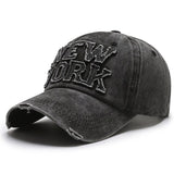 New York Washed Distressed Cotton Baseball Cap