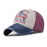 Washed Cotton Funny Trucking Baseball Cap Red Blue