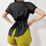 Summer Breathable Quick Dry Yoga T-Shirt Black Back View