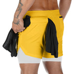 Camo Running Double-Layer Shorts Yellow