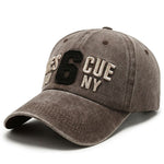 Washed Style Embroidered NY FD Baseball Cap Brown