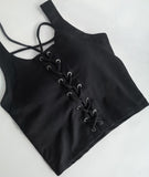 Lace Up Fitness Training Crop Top Black