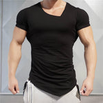 Summer Fitness Oblique V Neck Cotton T-shirt