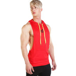 Summer Mesh Breathable Hooded Tanks Top Red