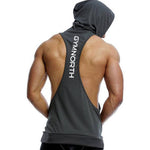 Summer Mesh Breathable Hooded Tanks Top Gray Back View