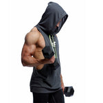 Summer Mesh Breathable Hooded Tanks Top Gray Side View