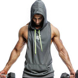 Summer Mesh Breathable Hooded Tanks Top Gray
