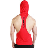 Summer Mesh Breathable Hooded Tanks Top Red