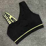 New Letter Cut Out Workout Sports Bra Yellow