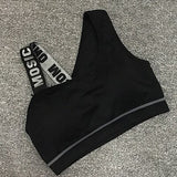 New Letter Cut Out Workout Sports Bra Black
