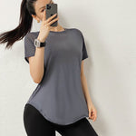 Summer Breathable Quick Dry Yoga T-Shirt Gray
