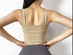 Lace Up Fitness Training Crop Top Apricot Back View