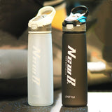 750ml Tritan Material Straw Gym Water Bottle Black and White