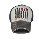 NYC Retro Distressed Baseball Trucker Cap Grey visor