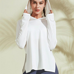 Hooded Loose Fit Training Running T-Shirt White