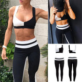 Sport Suit - Black And White Fitness Suit Top + Leggings