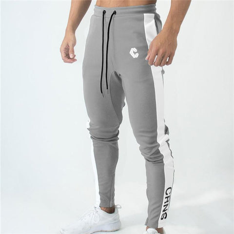 Trousers For Him - Gym Fitness White Stripe Joggers